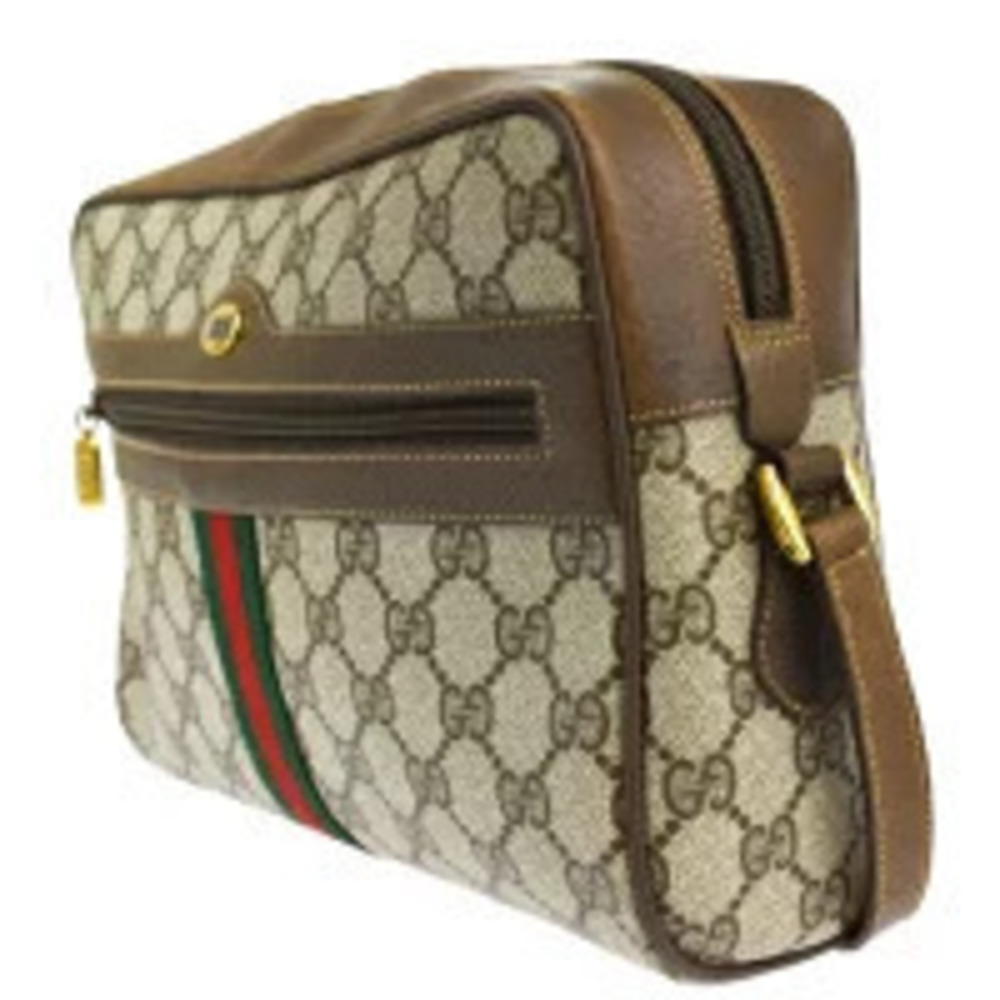 Gucci Red Interlocking Shoulder Leather Bag GG Sherry Brown Green